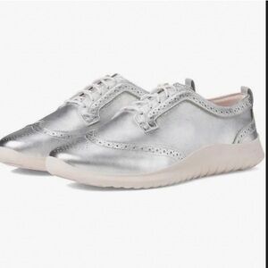 New! Cole Haan - Women's Silver Lace-Up Shoes (Merit Wingtip Oxford)